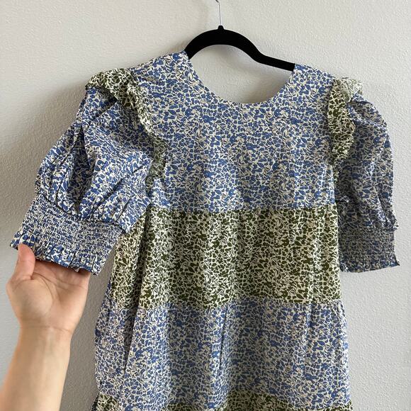 Tuckernuck HYACINTH HOUSE Green & Blue Floral Barton Midi Dress XS New - Picture 3 of 6